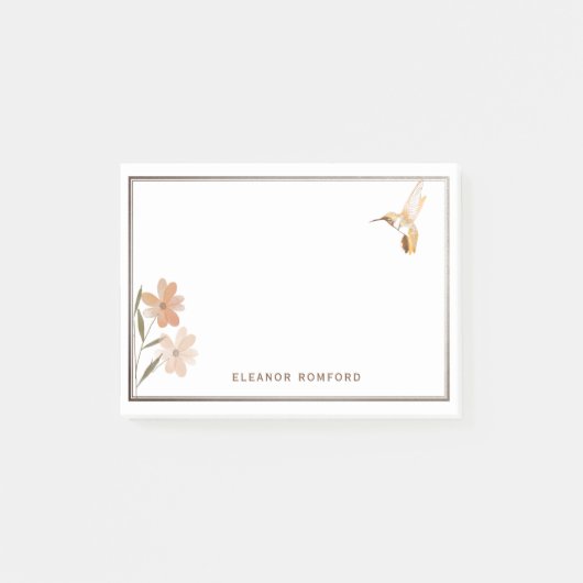 Speciaal Roos Gold Hummingbird and Flower Post-it® Notes (Voorkant)