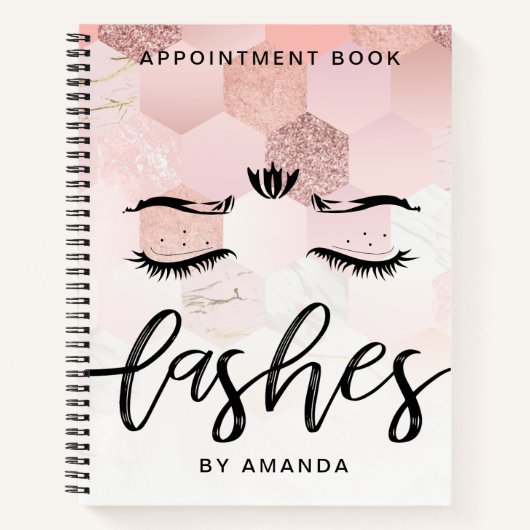 Speciaal Roos Gold Lashes Benoemingboek Notitieboek (Voorkant)