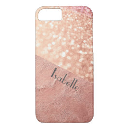 Speciaal Roos Gold Leather Glitter Clear hoesje