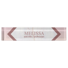 Speciaal Roos Gold Marble Geometric Naambordje