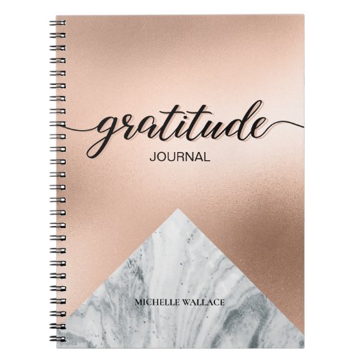 Speciaal Roos Gold Marble Gratitude Journal Notitieboek (Voorkant)