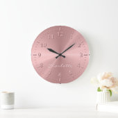 Speciaal Roos Gold Metallic Radiale Textuur Grote Klok (Huis)