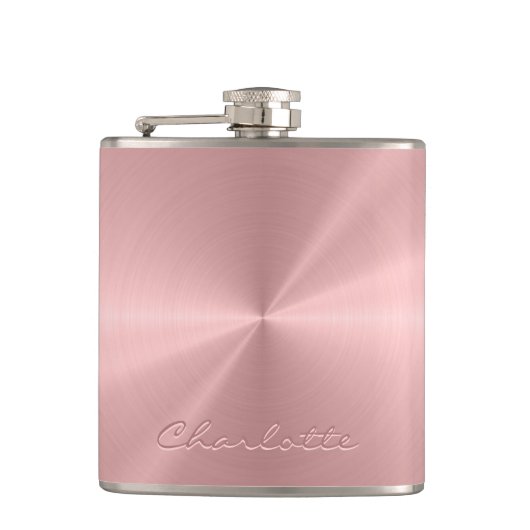 Speciaal Roos Gold Metallic Radiale Textuur Heupfles (Voorkant)