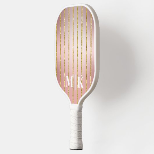 Speciaal Roos Gold Stripes monogrammen Pickleball Paddle (Links)