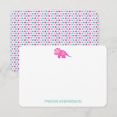 Speciaal roze Baby Dinosaur Stationery Bedankkaart (Voorkant / Achterkant)