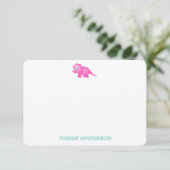 Speciaal roze Baby Dinosaur Stationery Bedankkaart (Staand voorkant)