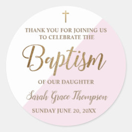 Speciaal roze babyboomkapsel bedankt ronde sticker