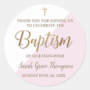 Speciaal roze babyboomkapsel bedankt ronde sticker