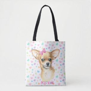 Speciaal roze Bow Chihuahua Canvas tas