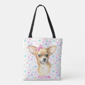 Speciaal roze Bow Chihuahua Canvas tas (Achterkant)