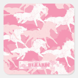 Speciaal roze Camouflage Horse Camo Vierkante Sticker