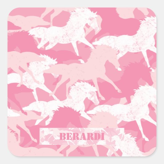 Speciaal roze Camouflage Horse Camo Vierkante Sticker (Voorkant)