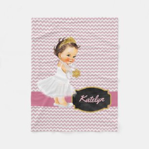Speciaal roze Chevron Gold   Prinses Nursery Fleece Deken