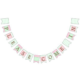 Speciaal roze en Mint Marketing Bunting Flag Vlaggetjes