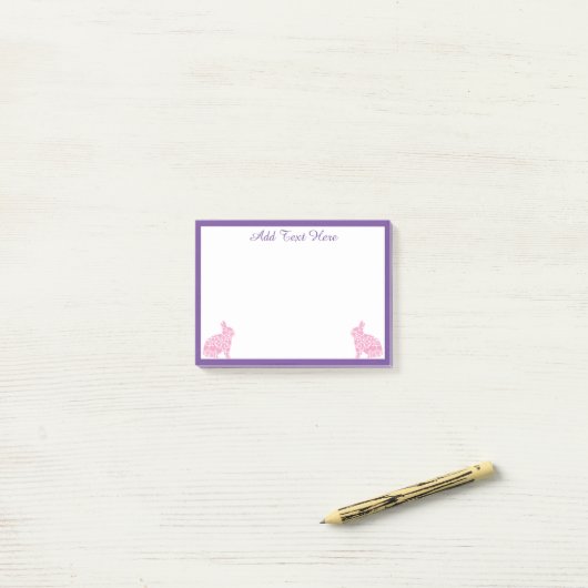 Speciaal roze en Paarse Bunny Rabbit Post-it® Notes (Op bureau)