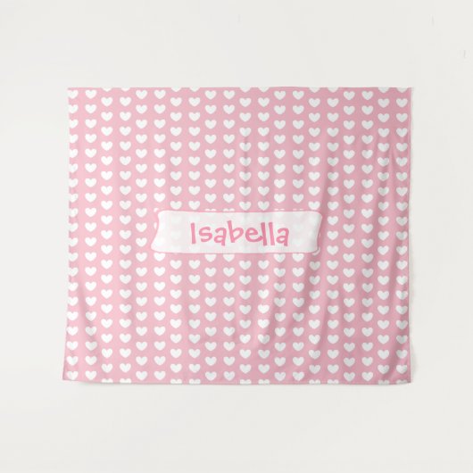 Speciaal roze en witte harten wandtapijt wandkleed (Voorkant (horizontaal))