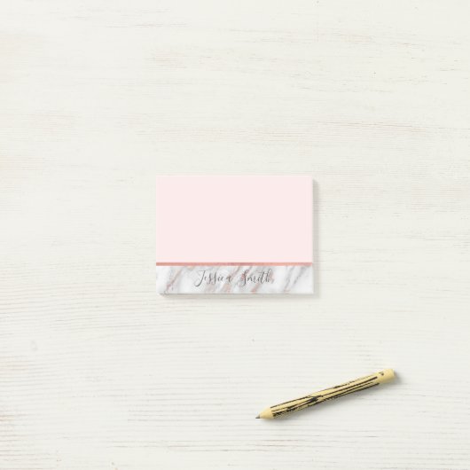 Speciaal roze Faux Gold Roos Foil Marble Post-it® Notes (Op bureau)
