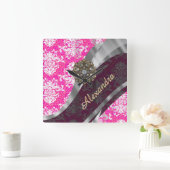 Speciaal roze gaaspatroon vierkante klok (Huis)