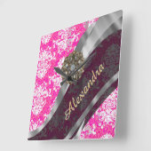 Speciaal roze gaaspatroon vierkante klok (Hoek)
