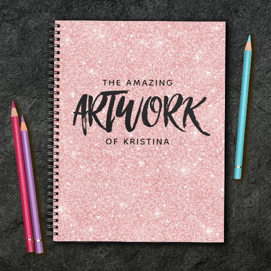 Speciaal roze glitter artiest Sketchbook Notitieboek