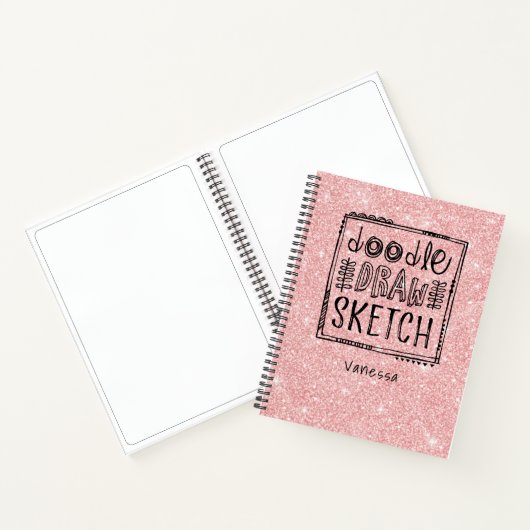 Speciaal roze glitter artiest Sketchbook Notitieboek (Binnen)