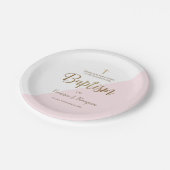 Speciaal roze Gold Cross Baby Baptisme aangepast Papieren Bordje (Gekanteld)