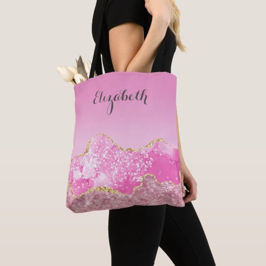 Speciaal roze goudglam Glitter Bridesmaid Tote Bag (Dichtbij)