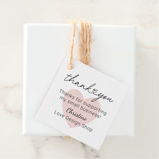 Speciaal roze hart voor kleine bedrijven Dank u Bedankjes Labels (In situ)