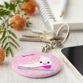 Speciaal roze ijs Schaats Cute Kawaii Figuur Sleutelhanger (Zijkant)
