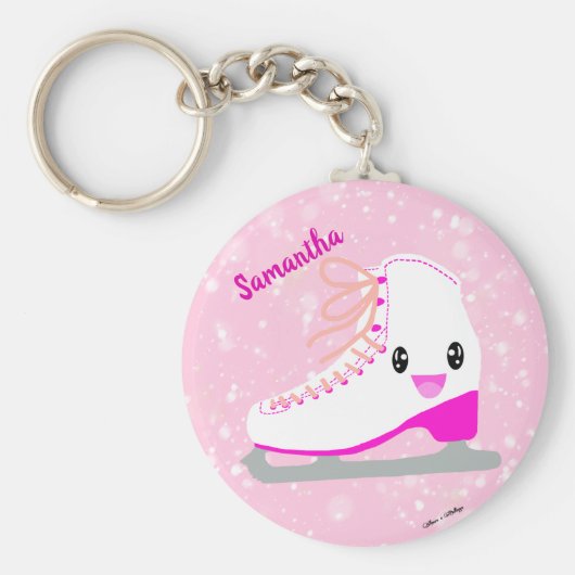 Speciaal roze ijs Schaats Cute Kawaii Figuur Sleutelhanger (Voorkant)