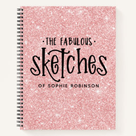 Speciaal roze Jouw naam van Glitter Sketchbook Notitieboek