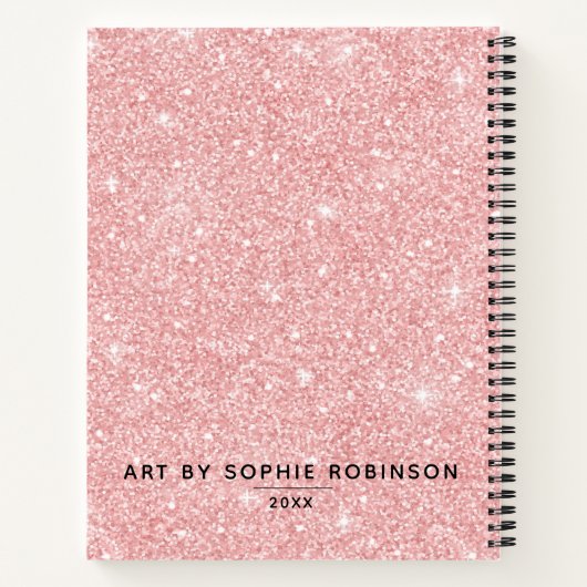 Speciaal roze Jouw naam van Glitter Sketchbook Notitieboek (Achterkant)