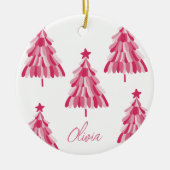 Speciaal roze kerstboomnaam keramisch orna ornament (Voorkant)