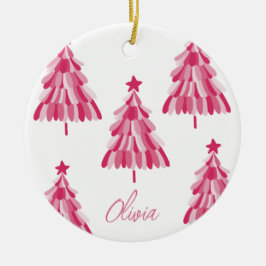 Speciaal roze kerstboomnaam keramisch orna ornament
