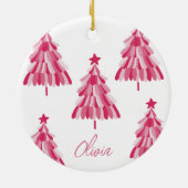 Speciaal roze kerstboomnaam keramisch orna ornament (Achterkant)