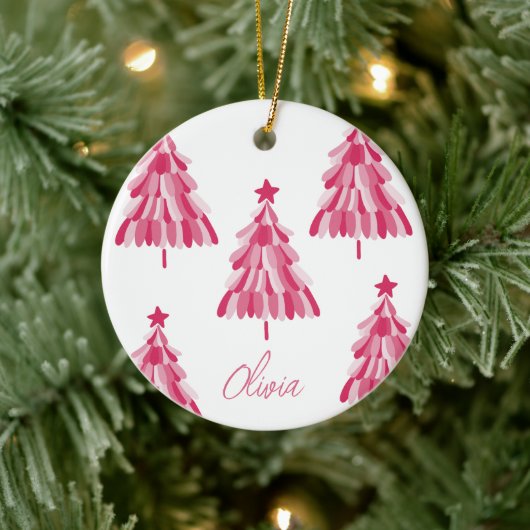 Speciaal roze kerstboomnaam keramisch ornament (Boom)