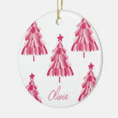 Speciaal roze kerstboomnaam keramisch ornament (Links)