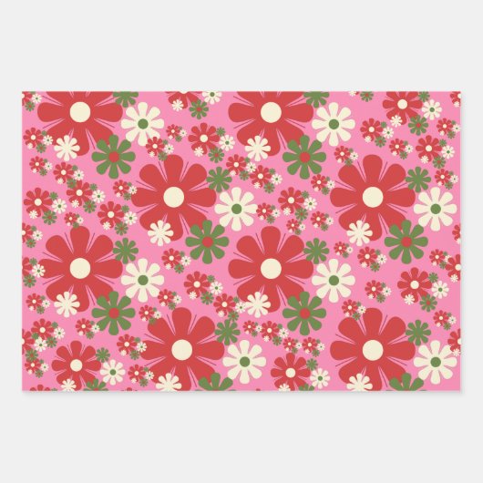 Speciaal  roze kerstflesje met Retro Inpakpapier Vel (Voorkant)