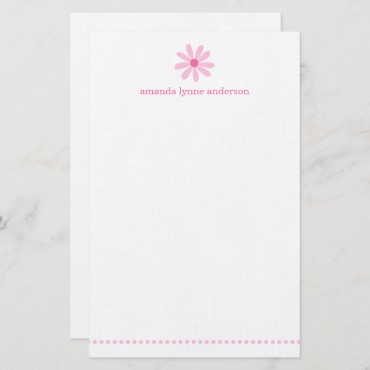 Speciaal roze Kinder banketbakkerswerk Briefpapier (Voorkant / Achterkant)