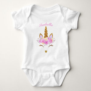 Speciaal roze magisch geblitterde Floral Unicorn Romper