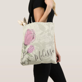 Speciaal roze Magnolia Bloom Canvas tas