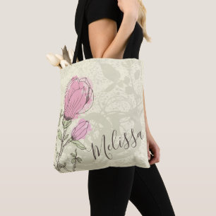 Speciaal roze Magnolia Bloom Canvas tas
