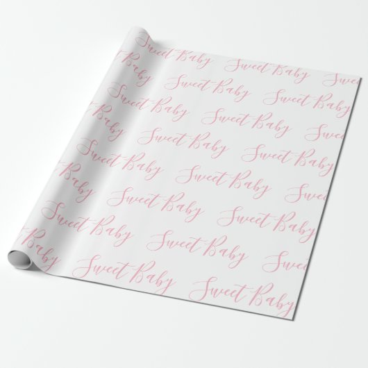 Speciaal roze meisje Elegant Sweet Baby Script Cadeaupapier (Uitgerold)