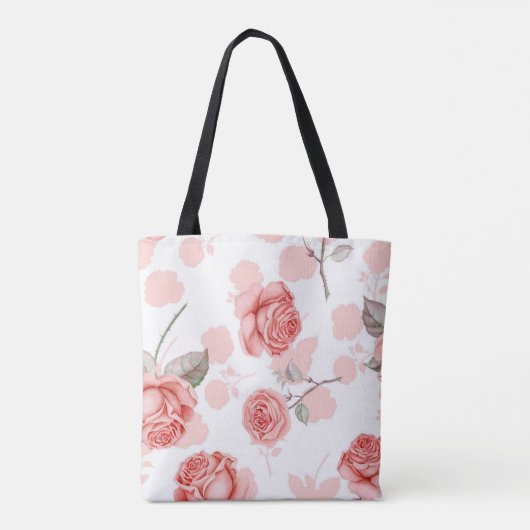 Speciaal roze op White Rose Design Tote Bag (Achterkant)