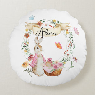 Speciaal roze paasmakerij-Waterverf Rond Kussen