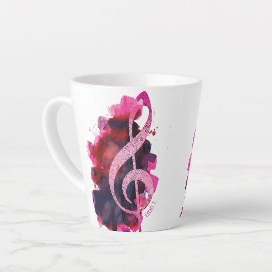 Speciaal  roze Piano Grand Personeelsmuziek Latte Mok (Linkerhoek)