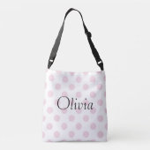Speciaal roze pokadot Jouw naam Typografie Crossbody Tas (Achterkant)