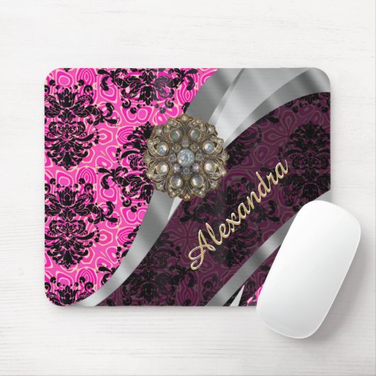 Speciaal  roze roze demaspatroon muismat (Met muis)