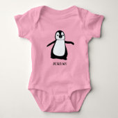 Speciaal roze schattige pinguïn illustratie baby romper (Voorkant)