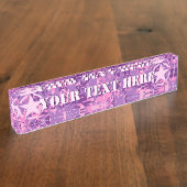 Speciaal roze ster op digitaal camentopatroon naambordje (Zijkant)